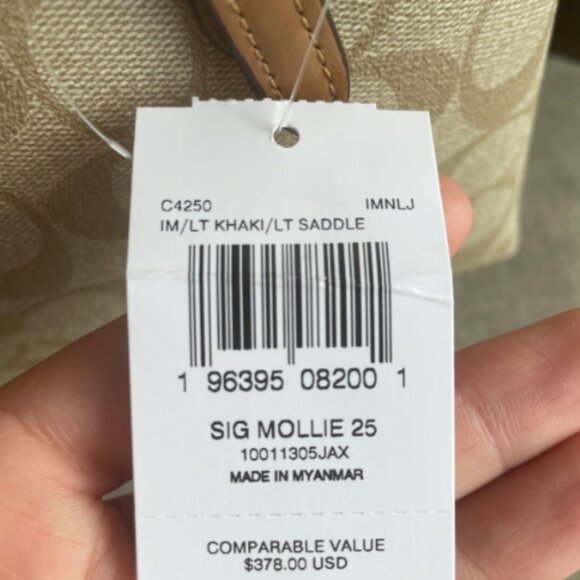 NWT！COACH MOLLIE TOTE 25 IN SIGNATURE CANVAS (C4250) - Picture 6 of 6
